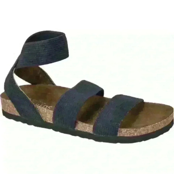 Shoes - Women's White Mountain Harlequin Ankle Strap Sandal Black Elastic/Fabric size 7